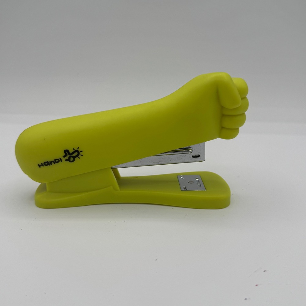 Handi Lime Green Fist Novelty Stapler Office Desk Accessory Fun Quirky Design